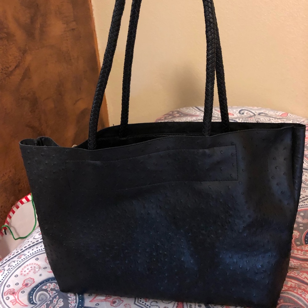 Faux ostrich leather tote